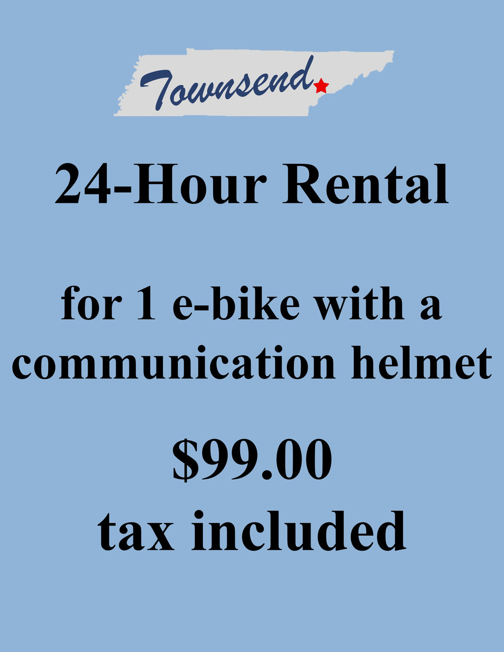 Cades Cove/Townsend-One EBike Rental-Full Day (Up to 24 Hours) Tax Included